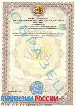 Образец сертификата соответствия (приложение) Выборг Сертификат ISO 13485